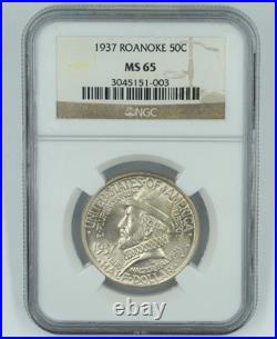 1937 NGC MS65 Roanoke Commemorative Half Dollar Blast White