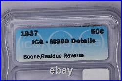 1937-P 1937 Boone Commemorative Half Dollar 50c ICG MS60 Details