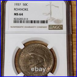 1937 Roanoke 50C Silver Commemorative Half Dollar NGC MS64