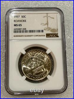 1937 Roanoke 50C Silver Commemorative Half Dollar NGC MS65 Uncirculated Gem