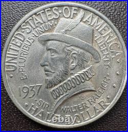 1937 Roanoke Commemorative Half Dollar 50c Silver In Mint Condition