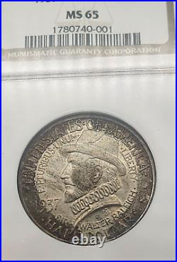 1937 Roanoke Commemorative Half Dollar Ngc Ms 65