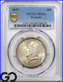 1937 Roanoke Commemorative Half Dollar PCGS MS-66 Gorgeous Coin