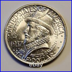 1937 Roanoke Commemorative Silver Half Dollar. 50 GEM BU Condition Blast White