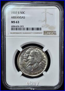 1937-S Arkansas Centennial Half Dollar- NGC Graded MS63- LUSTROUS SPECIMEN