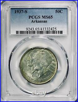 1937-S Arkansas Commemorative Silver Half Dollar PCGS MS-65 Mint State 65