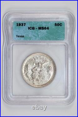 1937 Texas Commemorative Half Dollar Icg Ms64