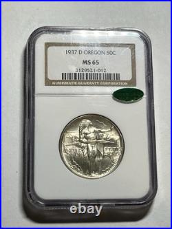 1937-d Oregon Silver Commemorative Half Dollar Ngc Ms65 Cac Blast White