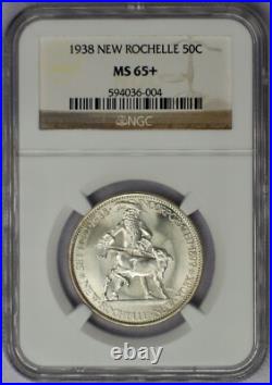 1938 50c New Rochelle Commemorative Half Dollar NGC MS 65+