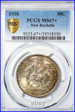 1938 50c New Rochelle PCGS MS67+ Package-Toned Silver Commemorative Half Dollar