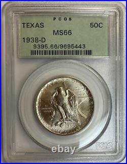 1938-D Texas Commemorative Silver Half Dollar PCGS MS66 Old Green Holder OGH