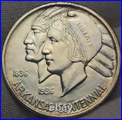 1938 P Arkansas Commemorative Half Dollar, Low Mintage Of 3,155, Unc BU, CHARK2