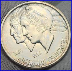 1938 P Arkansas Commemorative Half Dollar, Low Mintage Of 3,155, Unc BU, CHARK2
