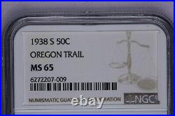 1938-S Oregon Trail Commemorative Silver Half Dollar 50c NGC MS 65