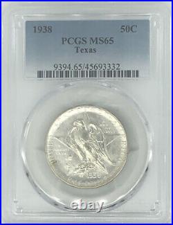1938 Texas Silver Commemorative Half Dollar PCGS MS 65 Beautiful Blast White
