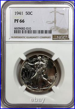 1941 50C Proof Walking Liberty Silver Half Dollar NGC PF 66
