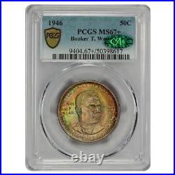 1946 Booker T. Washington Commemorative 50c PCGS MS67+ CAC Certified Rainbow To