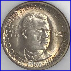 1946 D 50C NGC MS66+ Booker T. WASHINGTON? Stunning Beautiful Toning Obv/Rev