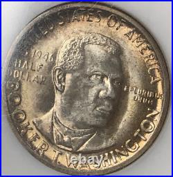 1946 D 50C NGC MS66+ Booker T. WASHINGTON? Stunning Beautiful Toning Obv/Rev
