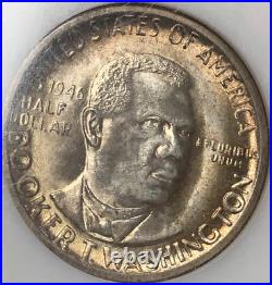 1946 D 50C NGC MS66+ Booker T. WASHINGTON? Stunning Beautiful Toning Obv/Rev