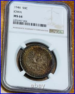 1946 IOWA Silver Commemorative Half Dollar 50C NGC MS64 Deep Toning