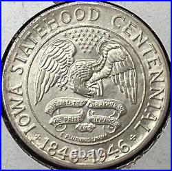 1946 Iowa Centennial Commemorative Silver Us Half Dollar Bu 0105-13