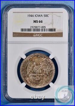 1946 Iowa Commemorative 50c NGC MS66 Beautifully Toned Premium Gem Coin