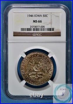 1946 Iowa Commemorative 50c NGC MS66 Beautifully Toned Premium Gem Coin