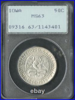 1946 Iowa Commemorative Silver Half Dollar 50C Coin MS 63 PCGS Rattler