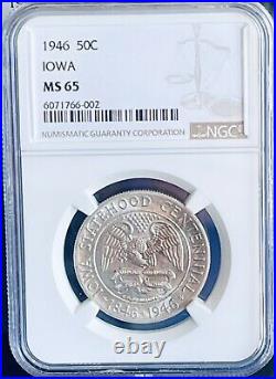 1946 Iowa Commemorative Silver Half Dollar NGC MS65