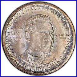 1946 P Booker T Washington Half Dollar PCGS MS66 50C Iridescent Toning Commem