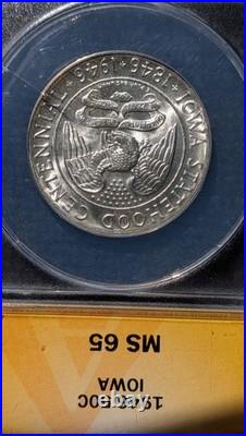 1946 P Iowa Centennial Commemorative Half Dollar ANACS MS-65
