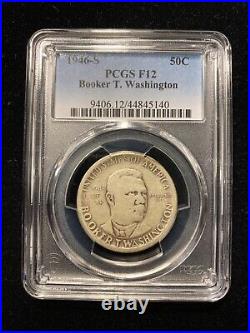 1946 S Booker Washington Half Dollar 50c PCGS F12 Commemorative Lowball Registry