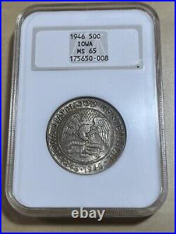 1946 US Iowa Commemorative Half Dollar Graded MS65 by NGC Old Holder