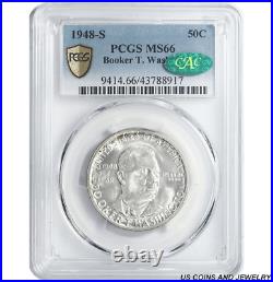 1948-S 50C Booker T. Washington Commemorative Half Dollar PCGS MS 66 CAC