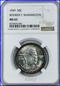 1949 P Booker T Washington Silver Half Dollar NGC MS65 Toned Only 6,004 Minted
