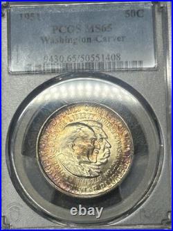 1951 P Washington Carver Commemorative Half PCGS MS65 Colorful Toning Toned
