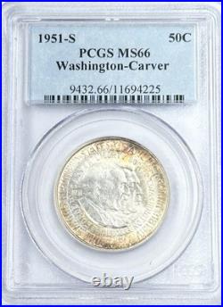 1951 S Washington-Carver Silver Half Dollar PCGS MS66 Toned Only 10,004 Minted