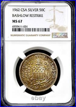 1962 CSA Silver 50C Half Dollar Bashlow Restrike NGC MS 67 CC34