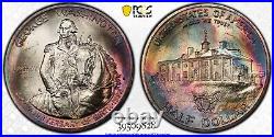 1982-D George Washington Commemorative Half Dollar PCGS MS66 Rainbow Toning