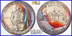 1982-D George Washington Commemorative Half Dollar PCGS MS68 WOW Rainbow Toning