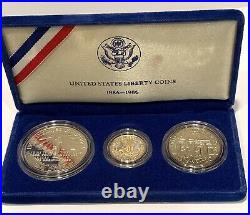1986 US Liberty Proof Set 3 Coins $5 GOLD, SILVER & HALF DOLLAR, SPECIFICATIONS