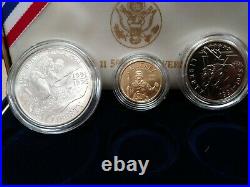 1995 $5 Gold, $1 Silver + Half Dollar World War II 3 Coin Set Uncirculated Box