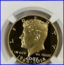 2014-W Kennedy 50th Anniversary High Relief Proof Gold Half Dollar NGC PF70
