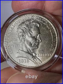 2018 Centennial Of The State Of Illinois Silver Half Dollar. Beautiful Rare
