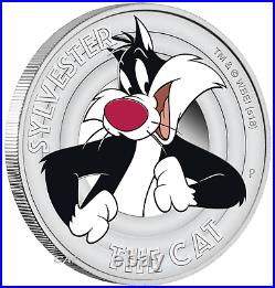 2018 Tuvalu LOONEY TUNES SYLVESTER the CAT 1/2oz SILVER Half Dollar PROOF COIN