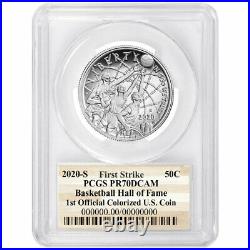 2020-S Proof 50c Basketball Hall of Fame Half Dollar Colorized PCGS PR70DCAM FS