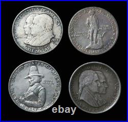 (4) Classic Silver Commemorative Half Dollar 4 Coin Circ Lot