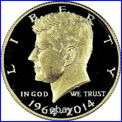 (5 Ea) 2014-w Proof Kennedy 50th Anniversary 24 Kt Gold Half Dollar-unopened Box