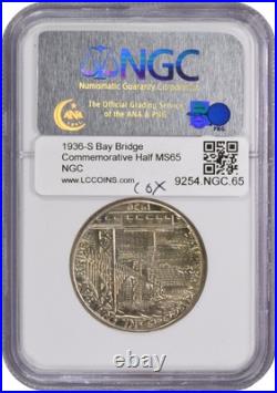 Bay Bridge Commemorative Silver Half Dollar 1936-S MS65 NGC Bay Bridge Commemorative Silver Half Dollar 1936-S MS65 NGC